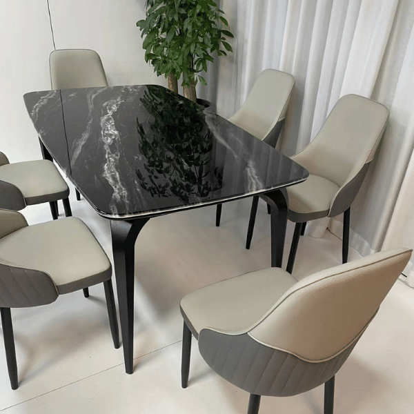 ชุดโต๊ะอาหาร 6 ที่นั่ง WISDOM DESIGN FURNITURE รุ่น JACINE 160 ซม. สีดำ